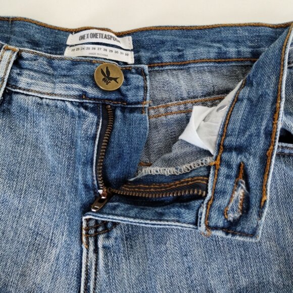 ONE TEASPOON Awesome Baggies Jeans Size 24 Bue Destroyed Distressed Low Waist - Picture 6 of 16